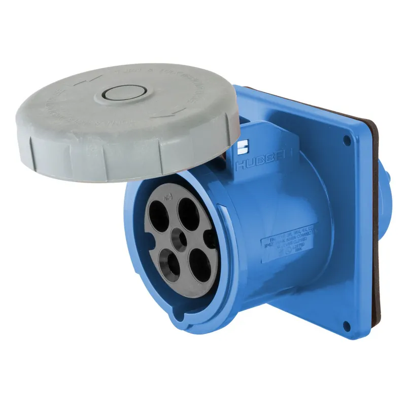 Hubbell Wiring Device-Kellems HBL460R9W 60 Amp 250 Volt 3-Phase 3-Pole 4-Wire Watertight IEC Pin and Sleeve Receptacle