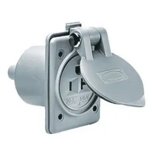 Wiring Device-Kellems HBL61CM65 1-Phase 2-Pole 3-Wire Corrosion Resistant Grounding Standard Straight Blade Flanged Outlet 125 VAC 20 A
