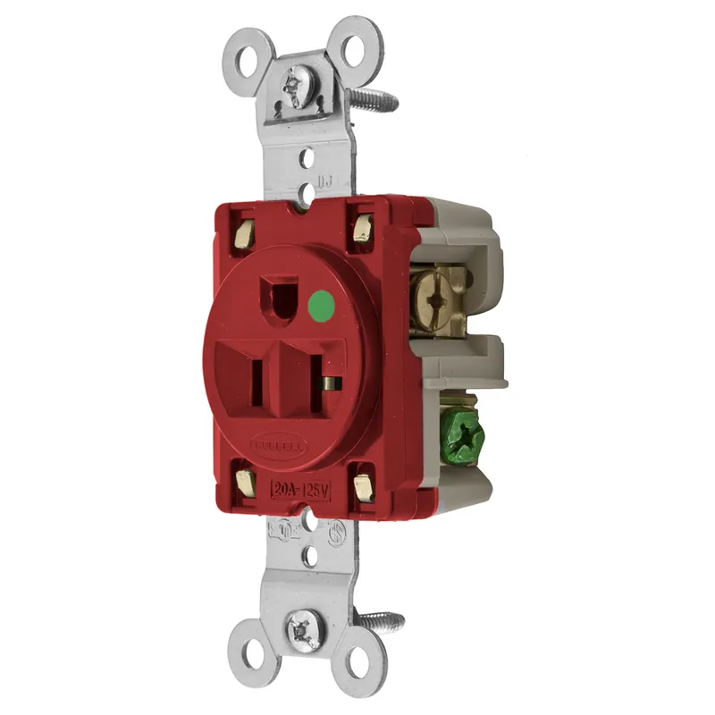 Hubbell Wiring Device-Kellems HBL8310R 20 Amp 125 Volt 2-Pole 3-Wire NEMA 5-20R Red Single Straight Blade Receptacle