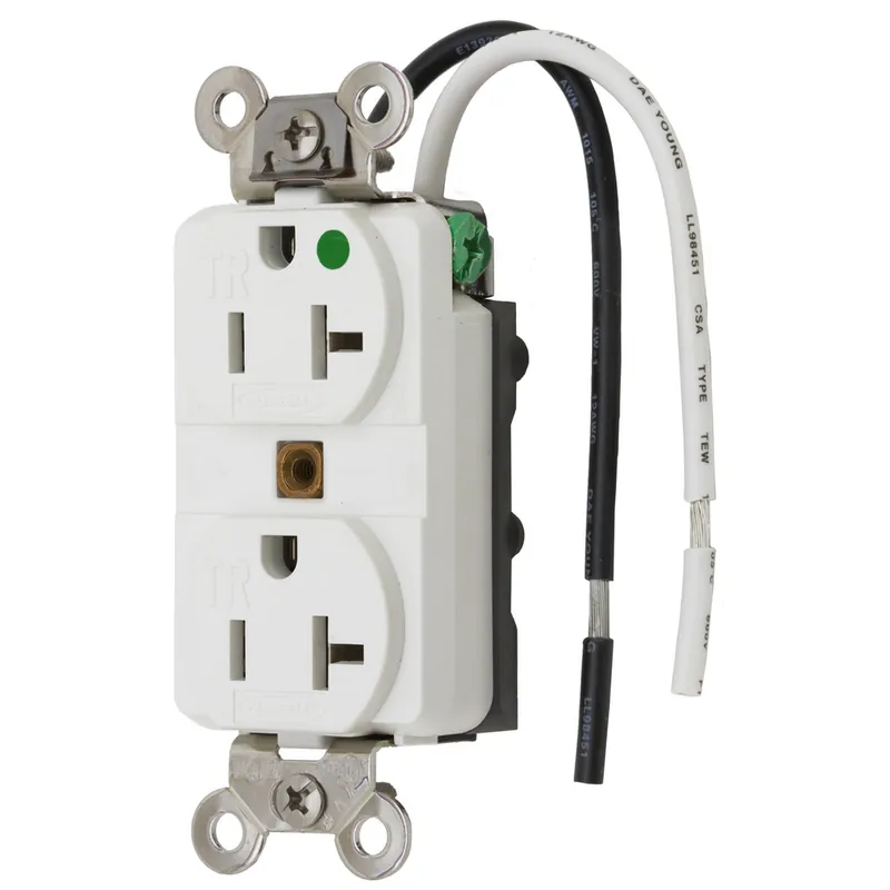 Hubbell HBL8300SGWA 20 Amp 125 Volt 2-Pole 3-Wire NEMA 5-20R White Straight Blade Duplex Receptacle
