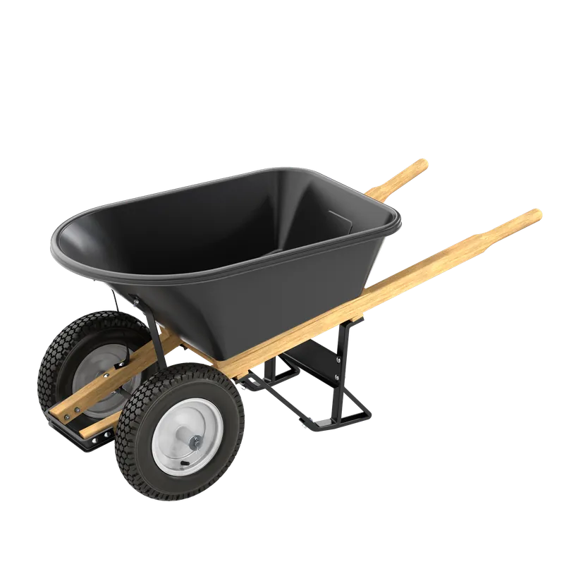 Bon Pro Plus 11-661 Poly Tray Barrow - 5 3/4 Cu Ft - Double Knobby Tire Wood Handle