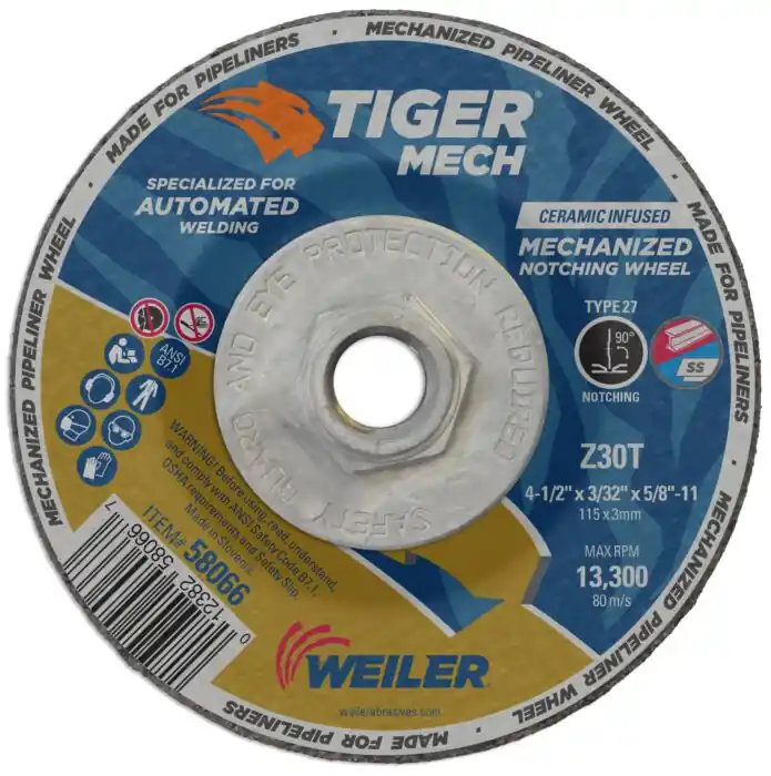 Tiger 58066 Cutting Wheel 90 Degree Notching 4-1/2 in Dia x 3/32 in THK Replacement MPN