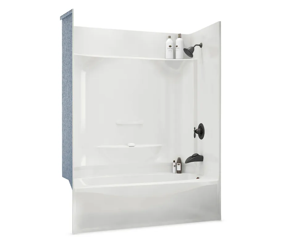 AKER 5227 KDTS-3260 Series Alcove Tub / Shower (Four-Piece) With R-Hand Drain, Gelcoated Fiberglass, White, 32 x 60