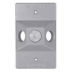 THOMAS & BETTS S201E 1-Hole Rectangular Lampholder Cover, 1/2 Inch, Silver