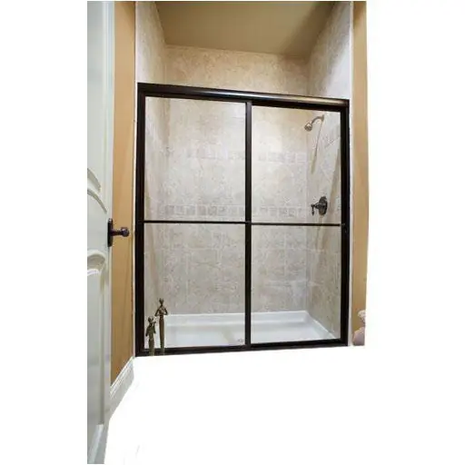 BASCO 7150-4668OBSV Deluxe 7150 Framed Bypass Shower Door, Fits 43-3/4 to 45-3/4 Openings, 68 Height, Obscure Glass, Chrome Frame