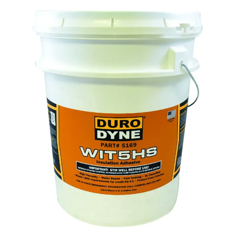 DuroDyne 5169 WIT5HS HI VIS WATERBASE Airless Sprayable Duct Liner & Insulation Adhesive 5 Gallons
