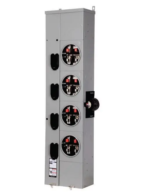 Siemens WMM41125RJ 120/240 VAC 125 Amp 1-Phase 65 kA 3-Wire 5-Jaw 4-Position No Bypass Ringless Meter Stack