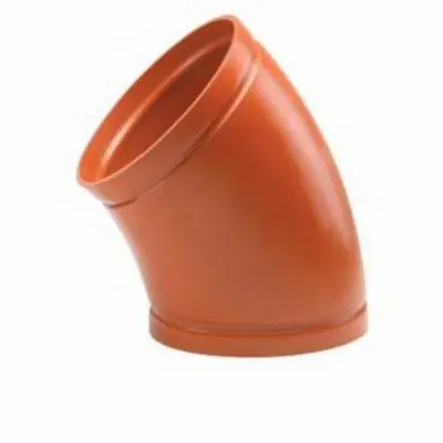Victaulic W160011PF0 AGS 16 in. Grooved 45 Degree Orange Enamel Ductile Iron Elbow