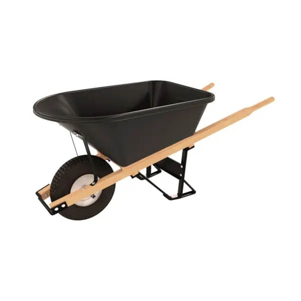 Bon Pro Plus 11-681 Poly Tray Barrow - 5 3/4 Cu Ft - Single Knobby Tire Wood Handle