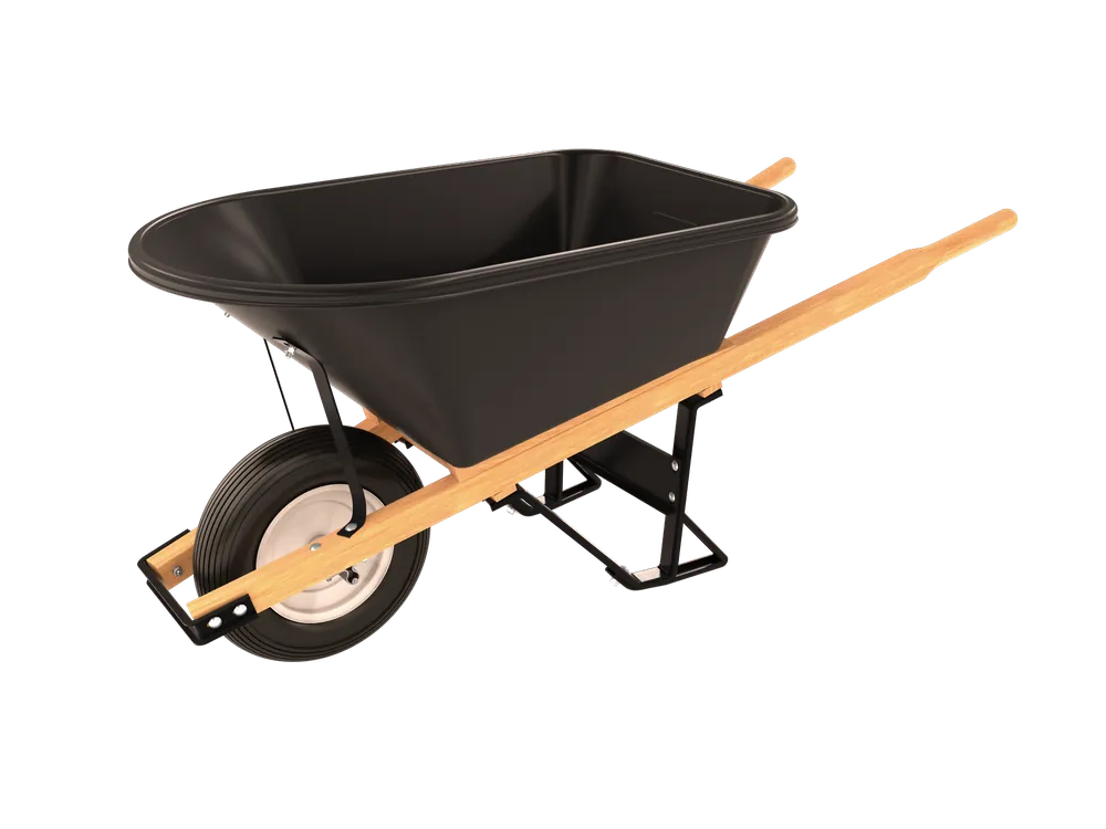 Bon Pro Plus 28-706 Poly Tray Barrow - 5 3/4 Cu Ft - Single Ribbed Tire Wood Handle