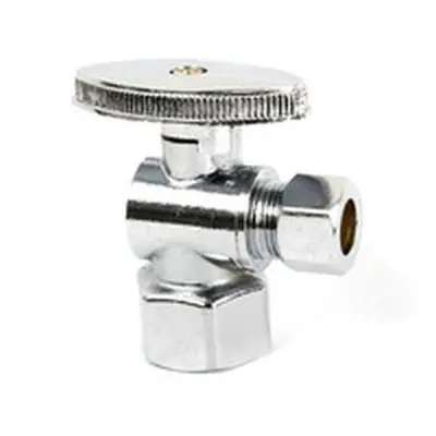 Everflow 81212PR-NL 1/2 SWT X 3/8 OD COMP Quarter Turn Angle Stop Boxed Lead Free