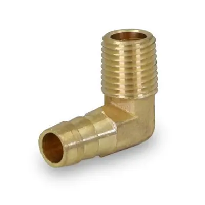 Everflow B27-1214 1/2 Hose Barb X 1/4 MPT Elbow Brass Hose Barb Fitting, For Non Potable Use Only