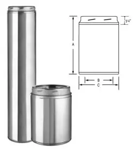 Selkirk 8UT-36 Ultra-Temp (Type HT) Chimney Pipe Length Insulated Stainless Steel 8 Size 36