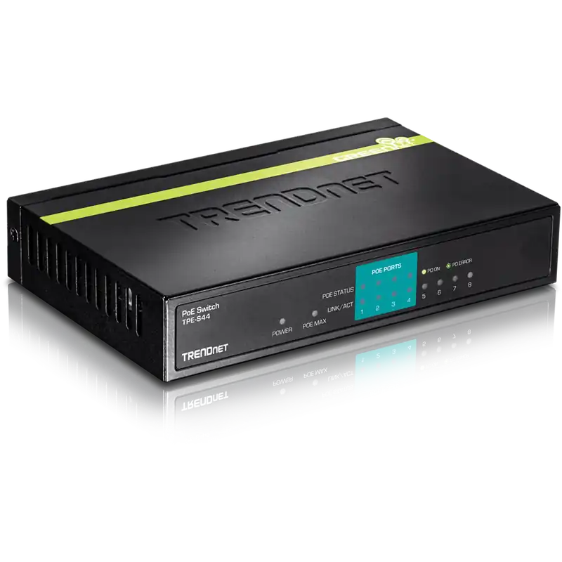 TRENDnet TPE-S44 8-Port 10/100Mbps PoE Switch, 1.6Gbps