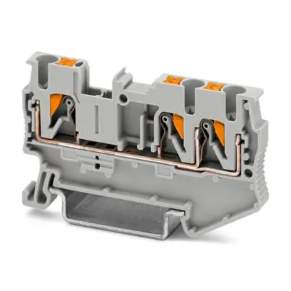 Phoenix Contact 3209549 Feed-Through Terminal Block Push-In Connection 800V 24A 26-12 AWG 5.2mm W Gray 3 Connections
