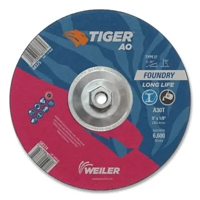 Weiler 68375 Tiger AO Type 27 Grinding Wheel 9 in dia 30 Grit