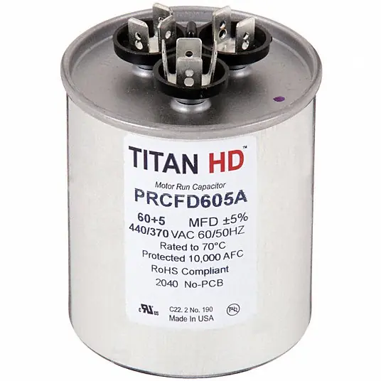 Diversitech PRCFD605A Run Capacitor, 60+5 MFD 440/370V Round Titan HD