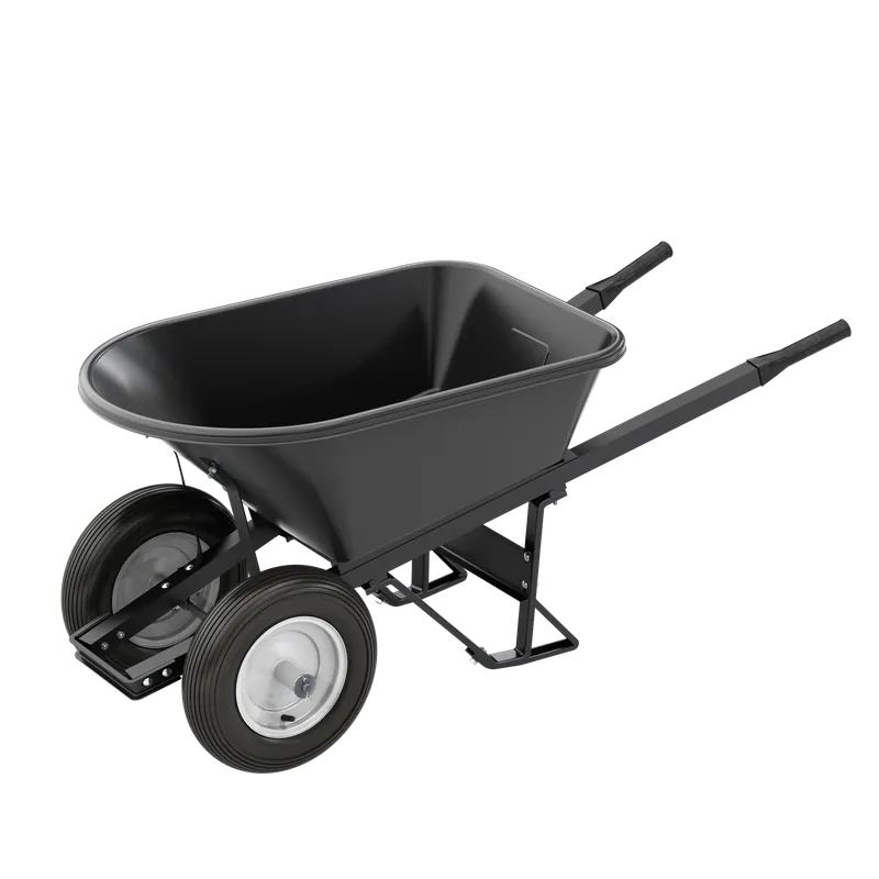 Bon Pro Plus 28-909 Poly Tray Barrow - 5 3/4 Cu Ft - Double Ribbed Tire Steel Handle