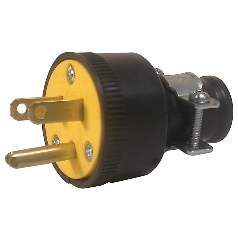 Prime WDE1709B 125 V 15 A Black Rubber NEMA 5-15P Male Replacement Plug 100/PK