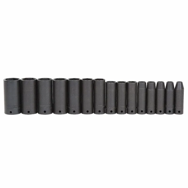 Proto J74117 1/2 Drive 15 Piece Deep Thin Wall Impact Socket Set - 6 Point