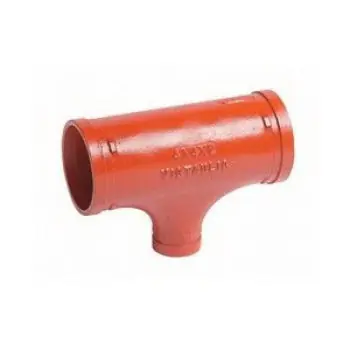 Victaulic FD67025P0A FireLock Style 25 4 x 4 x 1 inch Grooved 1000 psi Painted Ductile Iron Tee