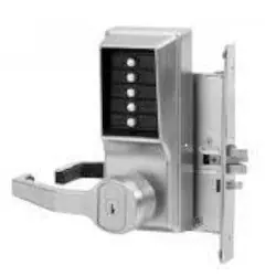 KABA L8146B-26D-41 Mechanical Pushbutton Lock, Mortise, Left Hand, SFIC Best Equivalent 6 or 7-Pin, Combination Entry/Key Override/Passage/Lockout, Satin Chrome