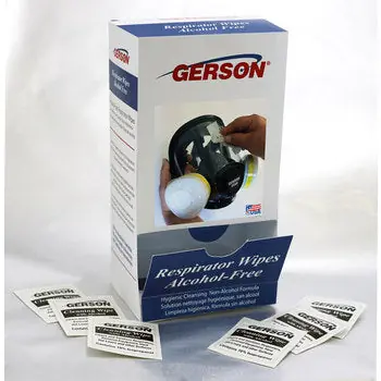 Gerson 100005 Full Face Respirator Wipes Alcohol-Free 100/Box