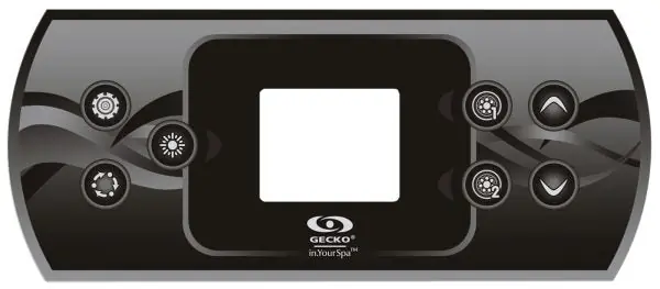Gecko 9916-101495 Overlay, Gecko in.k500, 7 Btn, Settings, Lt, Mode, P1, P2, Up, Down