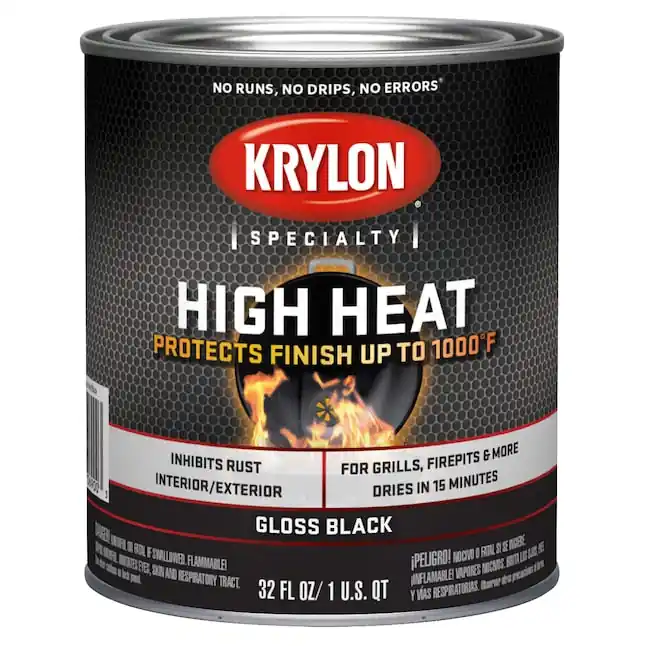 Krylon K05300777 High Heat Brush On Paint 1 qt Pail Black Gloss