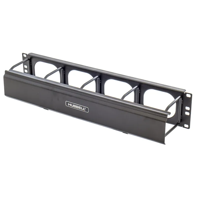 Hubbell HM24C M-Series Cable Management, 2-Unit, 4 Extension, with Cover, Black