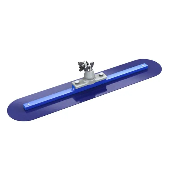 Bon 82-510 Blue Steel Fresno Trowel - Round End 24 x 5 with Locking All Angle Bracket