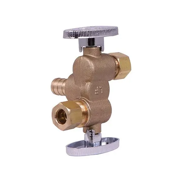 A.Y. McDonald 5423-413 1/2x3/8x3/8 Angle Supply Stop Valve PEX DL OUT DL HDL Brass