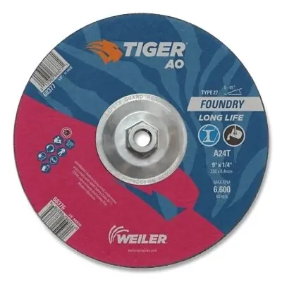 Weiler 68377 Tiger AO Type 27 Grinding Wheel 9 in dia 24 Grit