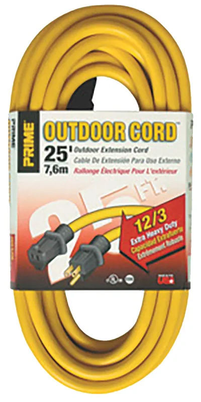 Prime EC500825 Prime 12/3 25' SJTW 125V 15A U/G Extension Cord