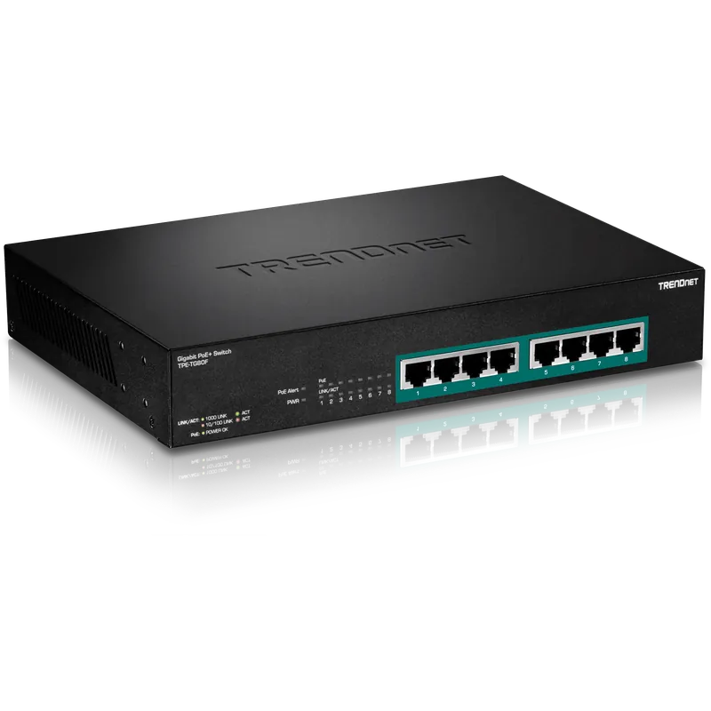 TRENDnet TPE-TG80F 8-Port Gigabit Full Power PoE+ Switch