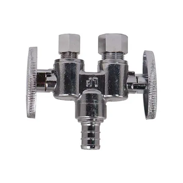 A Y MCDONALD 5427-130 72080PDD 1/2x3/8x1/4 STR SUPPLY STOP PEX DUAL OUT DUAL HDL CHR