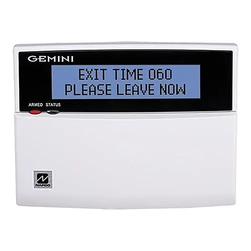NAPCO GEM-DK1CA Alarm Control Panel Door LCD Keypad, Alphanumeric, 16.5 to 18 VAC, 3 Milliampere, Blue, With 4-Zone Expansion Module