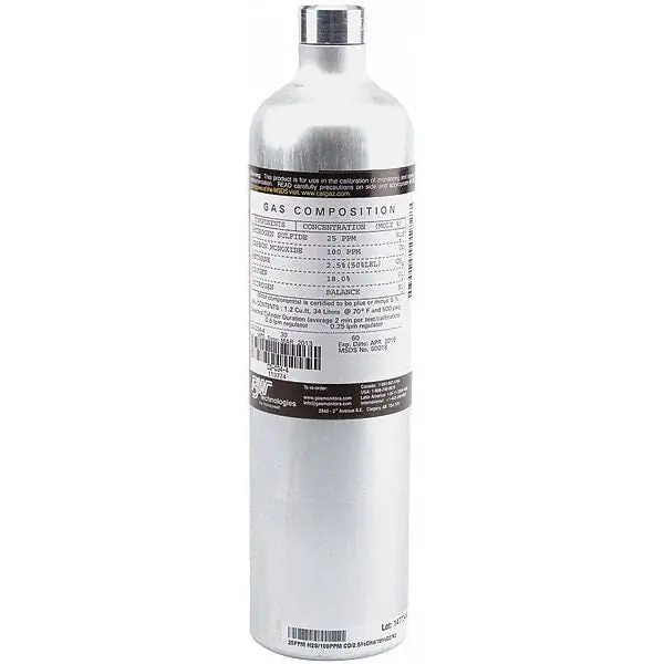 Honeywell BW CG-Q34-4 Calibration Gas Quad Gas CH4 O2 H2S CO Balance N2 Al Cylinder