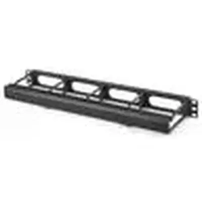 Hubbell HM14C M-Series Horizontal Cable Management, 1-Unit, 4 Extension, with Cover, Black