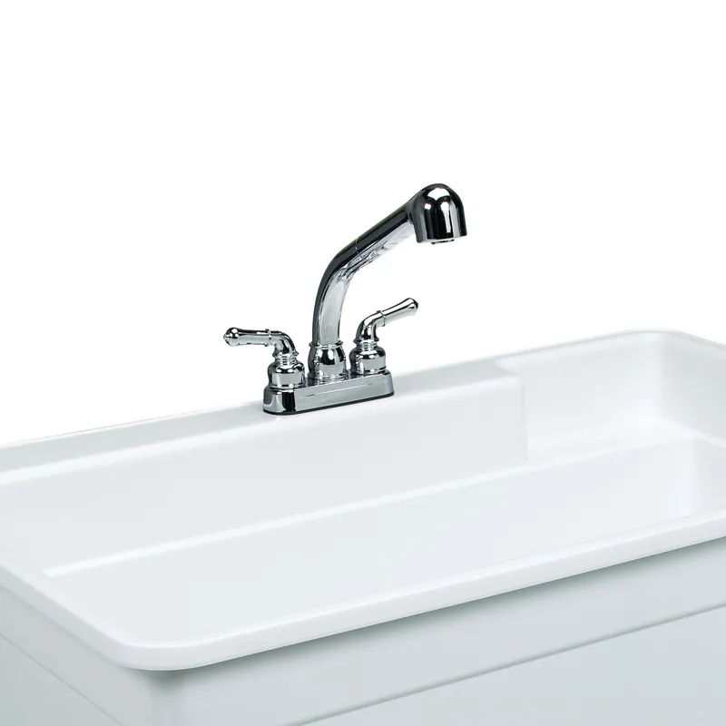 Mustee 28.600A Pull Out Laundry / Utility Tub Faucet Kit, With P-Trap, Supply Lines, and Drain Stopper