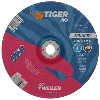Weiler 68374 Tiger AO Type 27 Grinding Wheel, 9 inches diameter, 30 grit, Aluminum Oxide