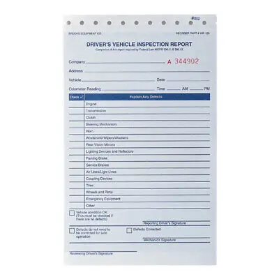 Traffic Safety 700107 Vehicle Inspection Reports