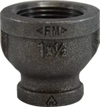 Midland Industries 65454 Black Malleable 150 lb. Reducing Coupling 2 IPF x 1-1/2 IPF