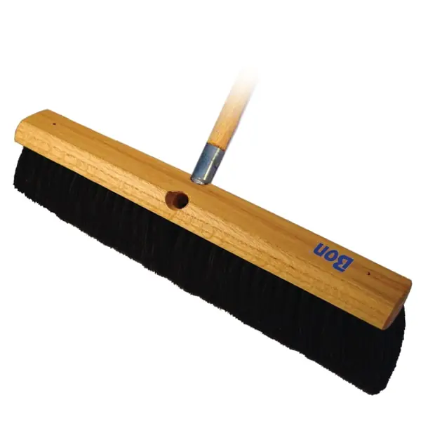 Bon 84-787 Floor Broom - 3 Horsehair Bristles - 24 With 5' Wood Handle