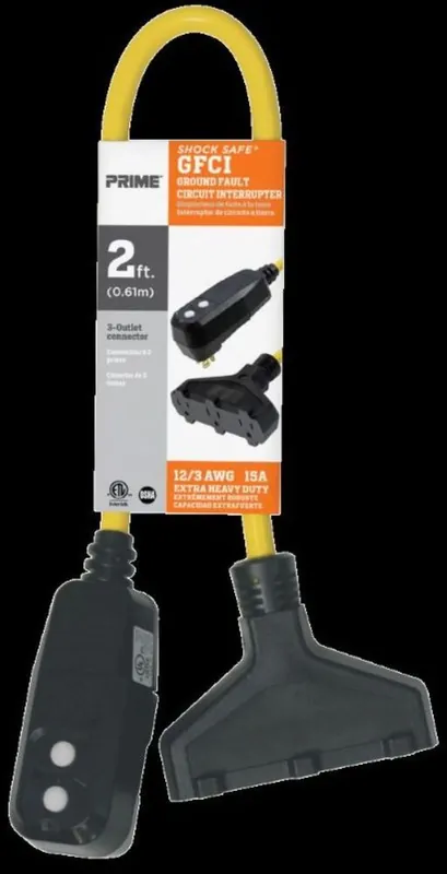 Prime GF420802 2' GFCI Triple Adapter 15 Amp 125 Volt Replacement MPN