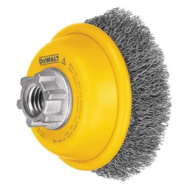 DeWalt DW49102 6 Cup Brush with 1-3/8 Long x 0.014 Dia. Crimped Steel Bristles 5/8-11 Threaded Arbor