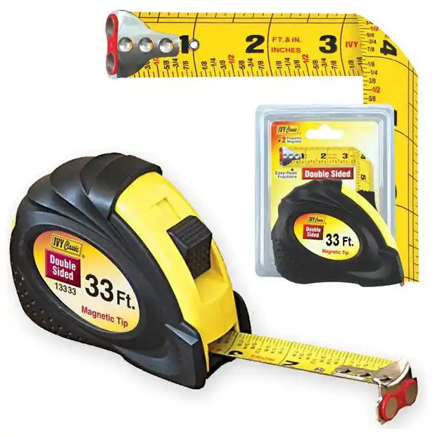 IVY Classic Industries 13333 Magnetic Measuring Tape 33 Foot Yellow Power Pro Grip