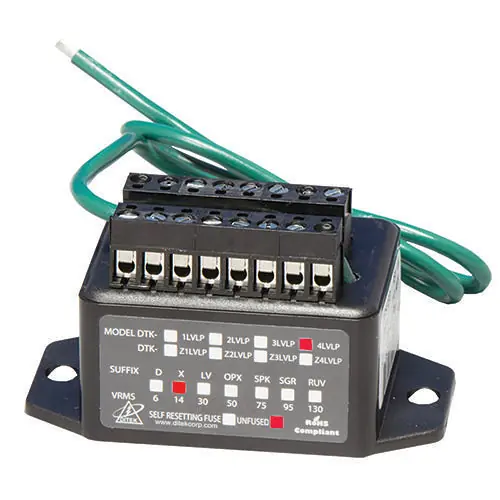 DITEK DTK-4LVLPX Data and Signaling Circuit Surge Protector, 12V Hardwired Signaling Circuits (Replaces DTK-3LVLPX)