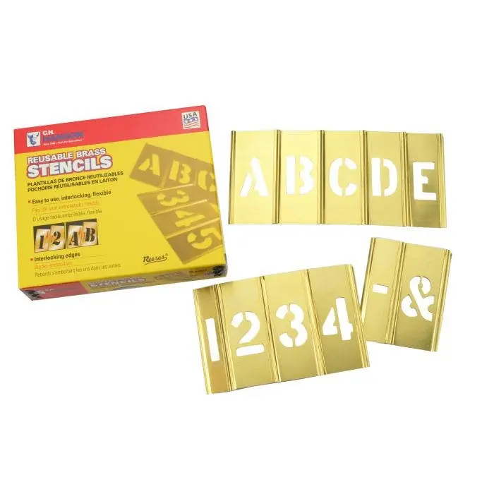 C.H. Hanson 10073 Brass Stencil Letter & Number Sets 3 in