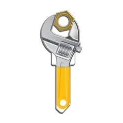 Lucky Line B123S House Key, Schlage, Wrench, Brass, Enamel Coating, 1 each per Card